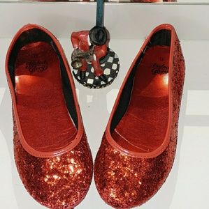 Faded Glory Red Glitter Dress Shoes, 13, no heel